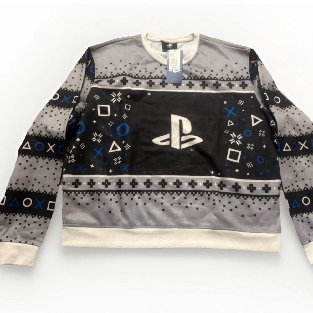 ThinkGeek PlayStation Men’s XXXL Gamer Gear Lightweight Gray Crewneck NWT